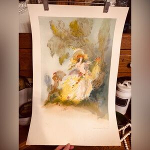 VTG original lithograph “Nymph and Young Satyr” Amandine Doré Elegant numbered